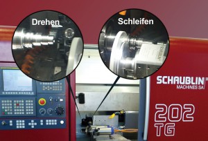 Mit der 202TG vereint SCHAUBLIN die Verfahren Drehen und Schleifen auf einer Maschine.