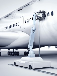 Einsatzgebiet fÃ¼r den ULTRASONIC mobileBLOCK ist unter anderem die Luftfahrtindustrie.