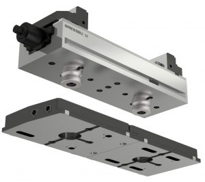 Einfachspanner S2 125 auf dem mechanischen Nullpunkt- Spannsystem gredoc-eckig.