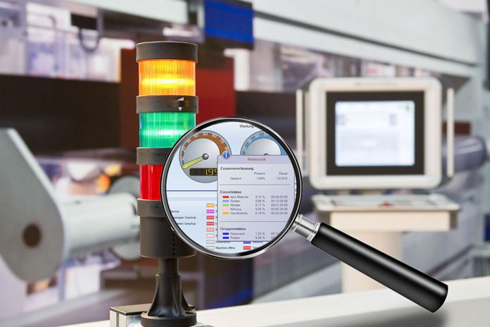 Warning light alarm for machine working